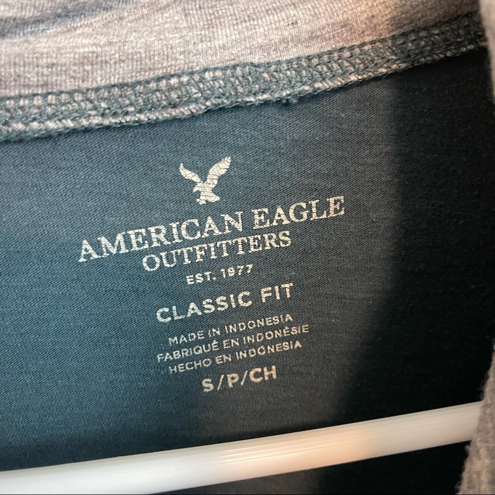 American Eagle Two Tone Color Block Hoodie Shirt Sweatshirt - Picture 2 of 6